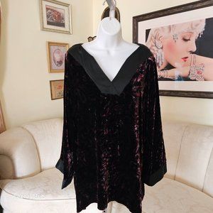Silk Assets Diane Von Furstenberg Muted Burgundy & Black Tunic Style Blouse